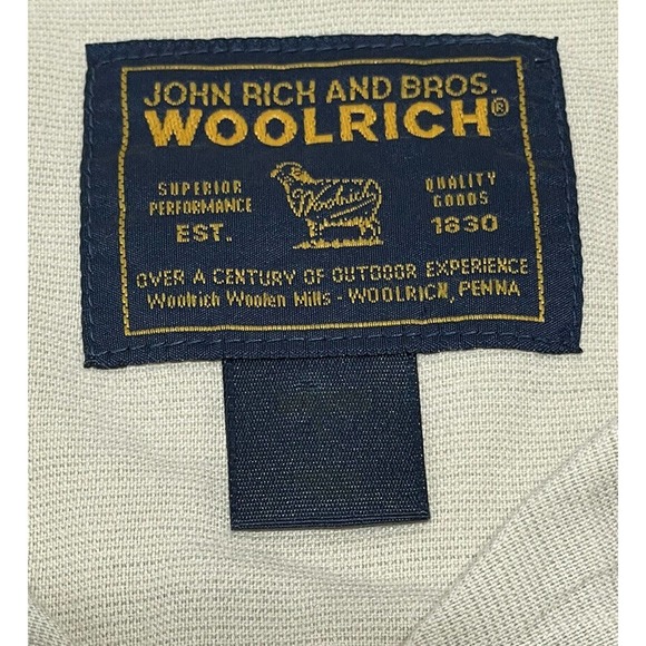 Vtg John Rich and Bros Woolrich Short Sleeve Button Up Shirt Men's L British Tan - Picture 2 of 6
